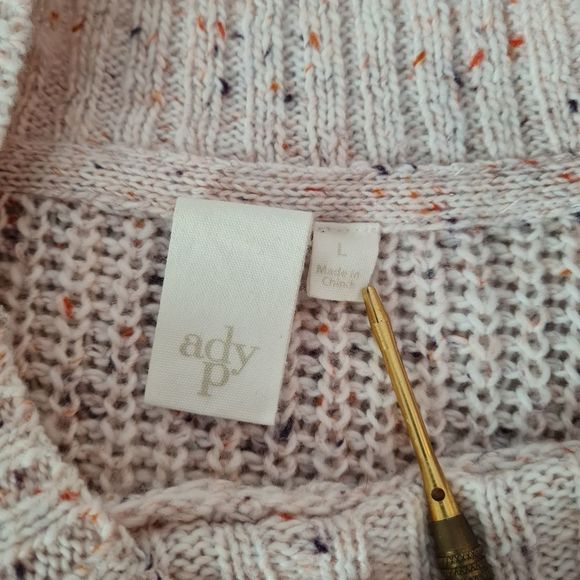 ADY P Chunky Sweater Knitted Braided Longsleeve Crewneck Light Pink Size L - Picture 11 of 14